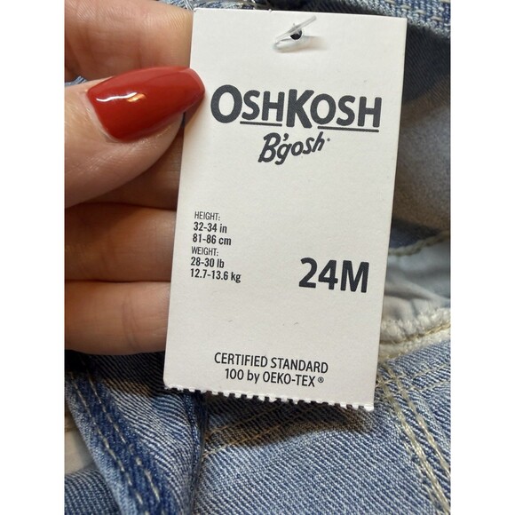 OSHKOSH B’GOSH Dress Girls 24 Months Overall Vestbak Denim Eyelet Jumper - Picture 5 of 8